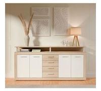Möbelvertrieb FORTE Buffet bas CAVA contemporain décor chêne et blanc L 197 cm
