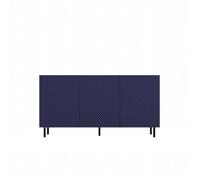 Buffet bas - CDF - CAMI - 3 portes - 150x40x78cm - Bleu mat & aspect bois