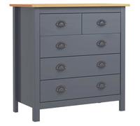 Buffet bas - CEN - Hill Range - Bois massif - Gris - 5 tiroirs