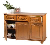 Buffet Bas Chêne 3 Portes 3 Tiroirs - Bois Massif - Style Classique - Meuble de Séjour