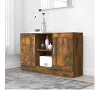 Buffet Bas - Chêne Fumé - 120x30,5x70 cm - Bois d'ingénierie - Design Contemporain - Grand espace de rangement