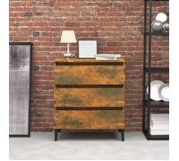 Buffet Bas - Chêne Fumé - 60x35x69 cm - 3 Tiroirs - Bois d'Ingénierie - Contemporain