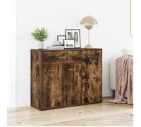 Buffet Bas - Chêne Fumé - 88x30x70 cm - 3 Portes - Bois d'Ingénierie - Design Contemporain