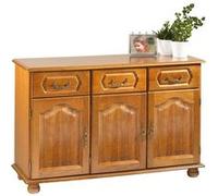 Buffet Bas Chêne Rustique 3 Portes 3 Niches 4 Niches L 120.6 H 77 P 41 cm - L 120.6 x l 41 x H 77 cm