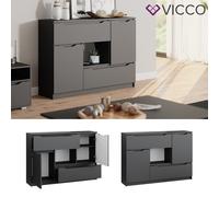 Buffet bas Commode Meuble multi-usage Ruben 4 Tiroirs 120 cm anthracite Vicco