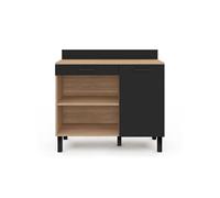 IDMarket - Buffet bas de cuisine 100 CM CINA plan de travail H.83 cm 1 porte + 1 tiroir façon hêtre et noir