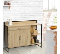 IDMarket - Buffet Bas de Cuisine 120 CM Detroit Plan de Travail H.83 CM 2 Portes + tiroir Design Industriel