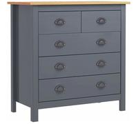 Buffet bas de cuisine MEUBLE® Hill Range Décor - Gris - Bois de pin solide - 5 tiroirs coulissants