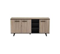 Buffet bas Décor chene brossé et mat Contemporain WAYNE L 160 7 cm Noir