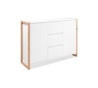 Buffet bas Denver 2 blanc chêne artisan 2 portes 3 tiroirs 120 x 40 x 88 cm