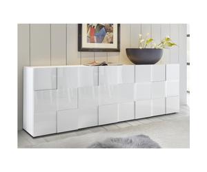 Buffet bas design laqué blanc 4 portes 240cm MADO
