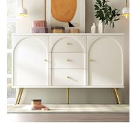 Buffet bas - Dripex - Commode Blanc - 2 Portes - 3 Tiroirs - Étagères Réglables