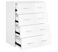 Buffet bas - ESTINK - 4 tiroirs - Blanc brillant - Meuble de séjour