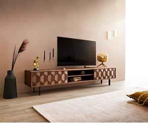 Buffet bas Fevo 200 cm acacia marron 2 portes Pied-L