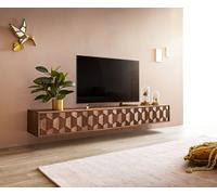 Buffet bas Fevo 200 cm acacia marron 4 portes flottant
