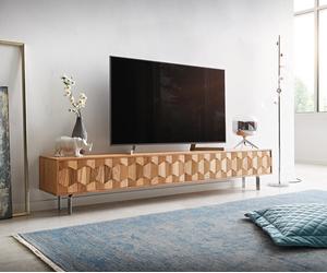 Buffet bas Fevo 220 cm acacia nature 4 portes flottant