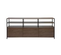 Buffet bas finition bois foncé noyer et métal noir L180 cm MAXENCE