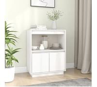Buffet bas - FYDUN - YIN - Bois massif - Blanc - Laqué - 2 portes - 60x34x75 cm