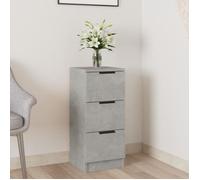 Buffet Bas - Gris Béton - Bois D'ingénierie - 3 Tiroirs - 70 cm de Hauteur - Contemporain