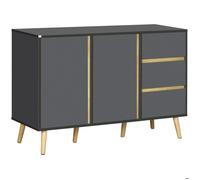 HomCom Buffet bas scandinave 2 portes 3 tiroirs 120x40x80 cm Gris anthracite