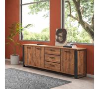 Buffet bas industriel en bois 3 portes et 3 tiroirs MONA