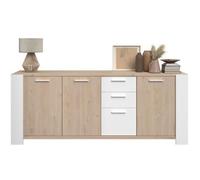 Buffet bas - LOFT - Chêne / Blanc - 3 portes - 3 tiroirs - PARISOT