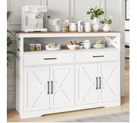 Buffet bas - LUMINARIX - LUMINARIX - 140 x 40 x 105 cm - 2 portes, 2 tiroirs - Blanc/bois