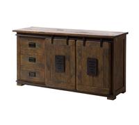 Buffet bas Manguier brun laqué massif 150x45x80 (BxTxH) bois massif RAILWAY #400