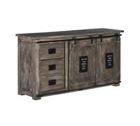 Buffet bas Manguier gris laqué massif 150x45x80 (BxTxH) bois massif RAILWAY #200