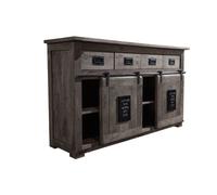 Buffet bas Manguier gris laqué massif 150x45x90 (BxTxH) bois massif RAILWAY #220