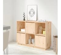 Buffet bas - MARQUE - 110,5x35x80 cm - Bois massif de pin - 3 portes - Style moderne