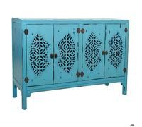 Buffet bas - MARQUE - Modèle - Bois massif - Bleu turquoise - Vintage - 4 portes