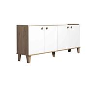 Hanah Home – Buffet scandinave SUMER 4 portes 180 x 78 x 41 cm Chêne/Blanc