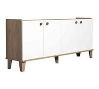 Hanah Home – Buffet scandinave SUMER 4 portes 180 x 78 x 41 cm Chêne/Blanc