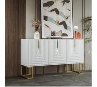Buffet bas Meuble Cuisine de Rangement avec 3 Portes - Blanc