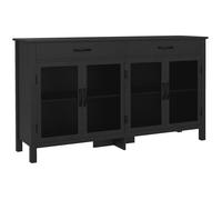 HomCom Buffet bas 4 portes 2 tiroirs étagères réglables - Style industriel Noir 150×40×85 cm