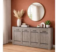 Buffet bas moderne chêne gris 4 portes MAYA