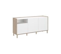 Buffet bas - MORPHOS - Décor blanc / Chene - 3 portes -