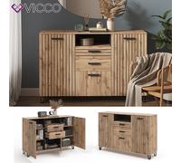 Buffet bas Mur TV Commode Meuble de salon Bahut Amber 150x100 cm chêne Vicco