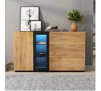 Buffet Bas - Nalookamic - Éclairage LED - Multicolore - 140x40x80 cm - Bois et Verre