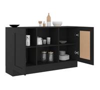 Buffet bas noir VINGVO - 2 portes - 120x30,5x70 cm - Aspect bois