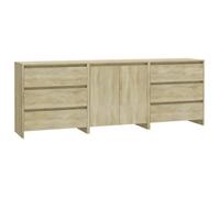 Buffet bas - OMABETA - M22829 - Chêne sonoma - Bois d'ingénierie - 3 pièces