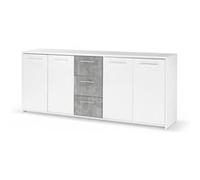 Buffet bas Panneau de particules et décor béton 4 portes 3 tiroirs L 179 P 42