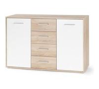 Buffet bas PILVI 2 portes et 4 tiroirs et chene sonoma L 122 6 P 34 2 H 81 1 cm B