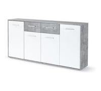 Buffet bas PILVI 4 portes et 2 tiroirs et béton clair L 162 3 P 34 2 H 88 1 cm Bl