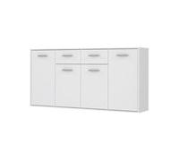 Buffet bas PILVI 4 portes et 2 tiroirs mat L 162 3 P 34 2 H 88 1 cm Blanc