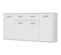 Buffet bas PILVI 4 portes et 2 tiroirs mat L 162 3 P 34 2 H 88 1 cm Blanc Blanc