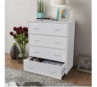 Buffet bas - QIILU - 4 tiroirs - Blanc - Style Scandinave Moderne