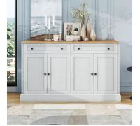 Buffet bas - REDOM - 150x40x86 cm - 4 portes - 2 tiroirs - Bois MDF et panneaux de particules