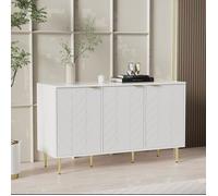 Buffet bas - REDOM - Moderne - Motif floral - Blanc - 6 compartiments